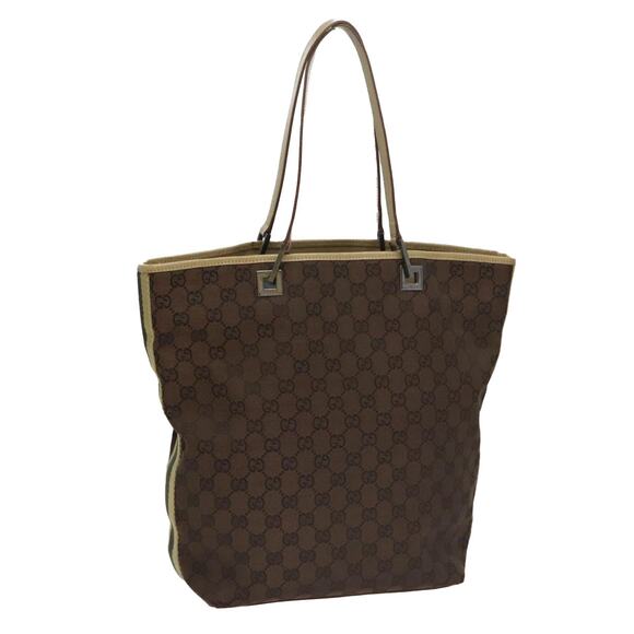 GUCCI GG Canvas Sherry Line Tote Bag Brown - Picture 1 of 16